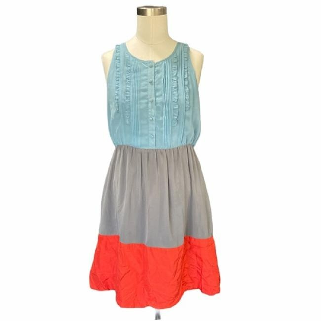 Moulinette Soeurs Blue Orange And Gray Anthropologie Color Blocked Sleeveless Short Casual Dress