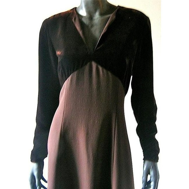 Emanuel Ungaro Brown Velvet And Wool Crepe Vintage Mid Length Cocktail Dress