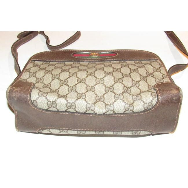 Gucci Vintage Gg Web Brown And Large G Logo Print Coated Canvas