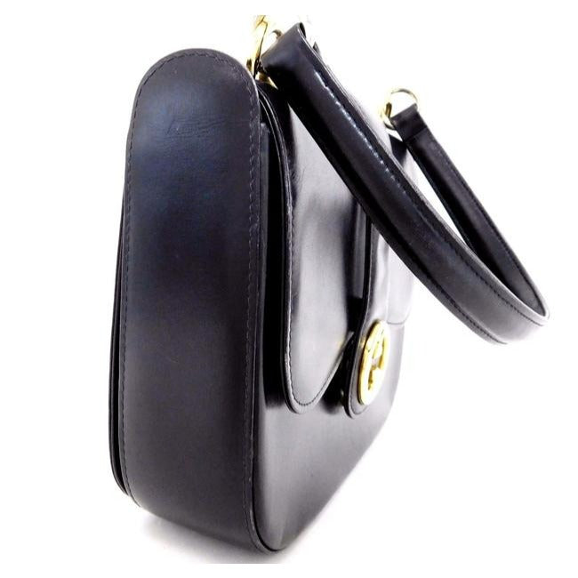 Gucci Mod Black Leather Two Way Handle Bag