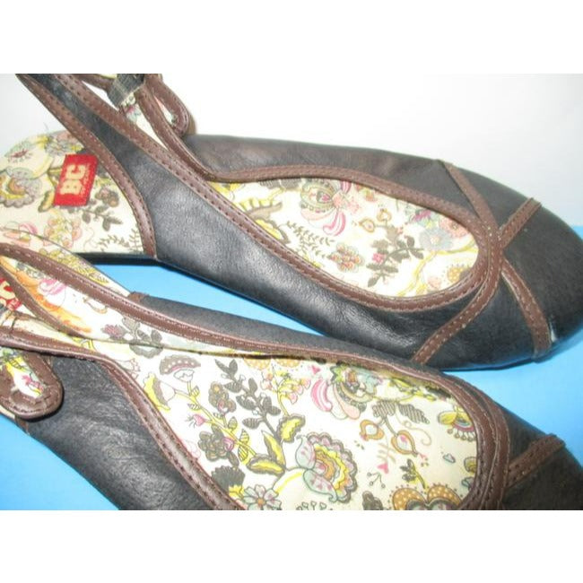 Bc Footwear Rust Mod Slingback Floral Low Pump Wedges Size Us