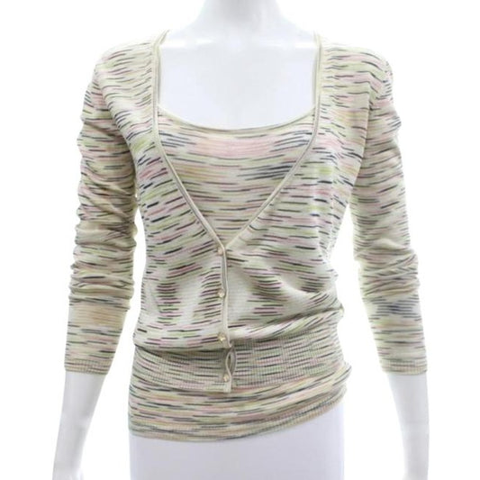 Missoni Pink Brown Gold Lime White Top Cardigan Twin Set