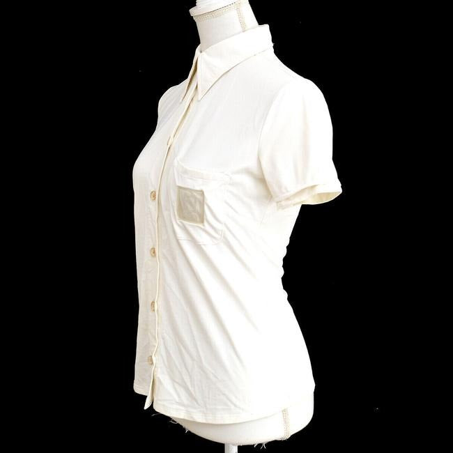 Fendi White With Ff Logo Pocket Button Down Blouse