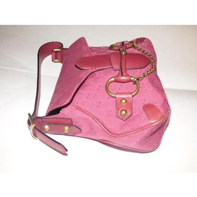 Gucci Horsebit Top Handle Bag W Canvasleather W Chain Pink Guccissima Printgold Leather And Canvas S