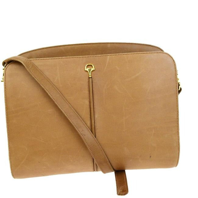 Gucci Horsebit W Compartments Beige Leather Shoulder Bag