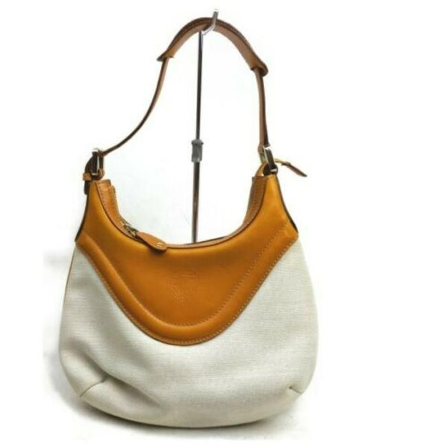 Gucci Hysteria Hobo And Handle Orange Leather White Canvas Shoulder Bag