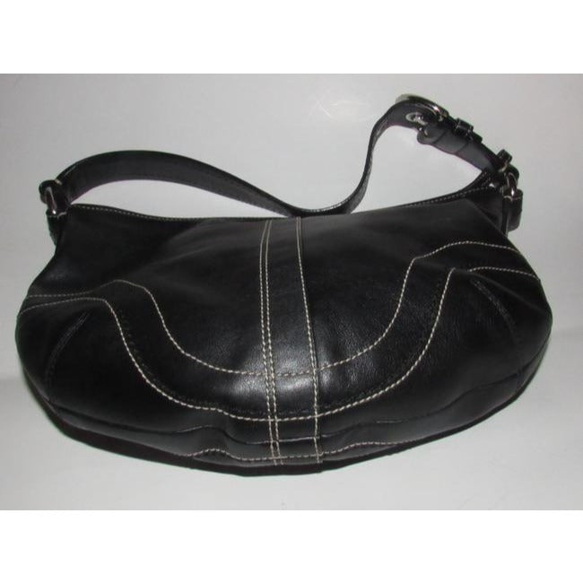 Coach Vintage Pursesdesigner Purses Black Buttery Soft Leather With White Contrast Stitching Hobo Ba