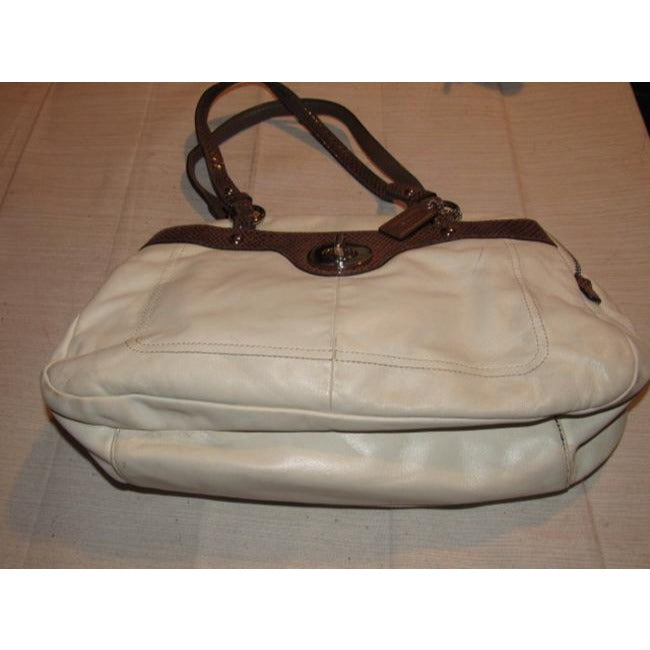 Coach Vintage Pursesdesigner Purses Ivory Buttery Soft Leather And Brown Snakeskin Embossed Leather