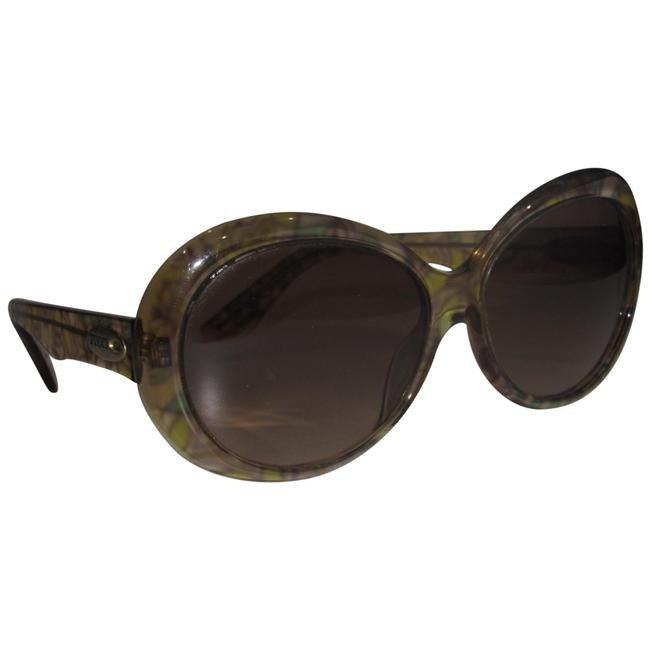 Emilio Pucci Marbleized Heavy Plastic In Browns And Greens Sunglassesdesigner Sunglasses