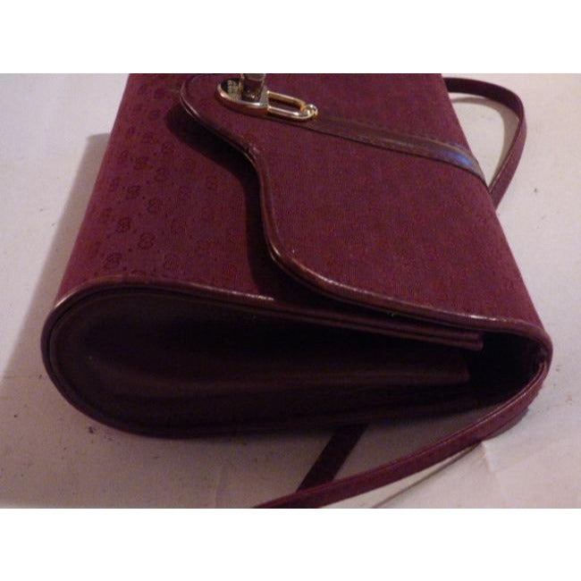 Gucci Vintage Pursesdesigner Purses Burgundy With Small G Logo Print Canvasleather And Shoulder Bag