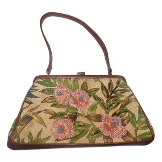 Vintage Pursesvintage Purses Floral And Brown Canvas Leather Shoulder Bag