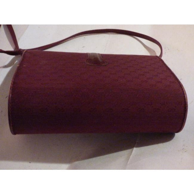 Gucci Vintage Burgundy With Small G Logo Print Canvas Leather Shoulder Bag