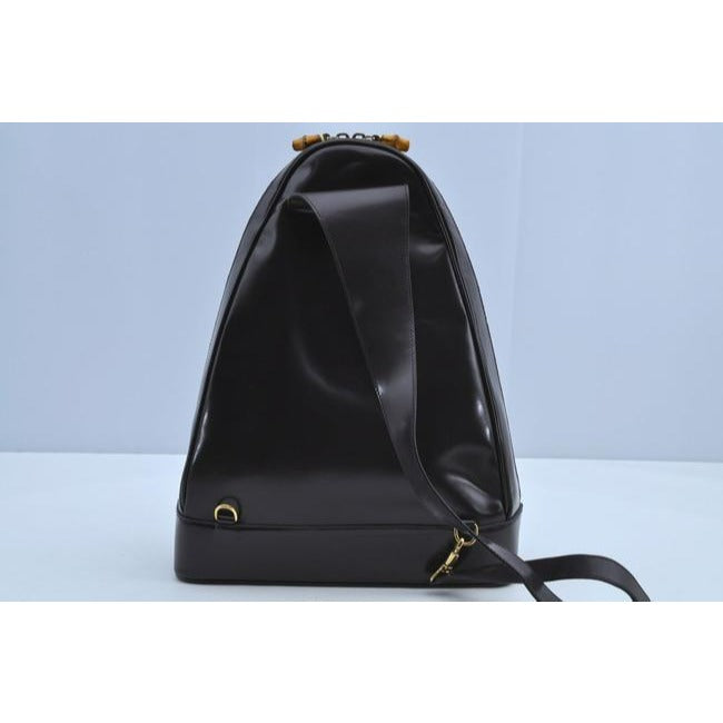 Gucci Messenger Triangular Two Way Backpack With Pocket Purple Patent Leather