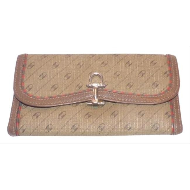 Gucci Link Logo Print Browns Vintage Wallet