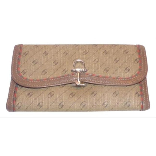 Gucci Link Logo Print Browns Vintage Wallet