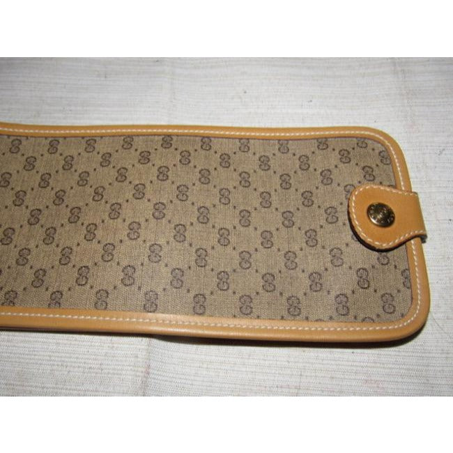 Gucci Brown Small G Logo Coated Canvas Leather Or Eyeglass Case Vintage Wallet