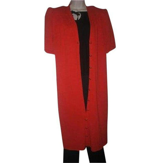 St John Orangish Red Santana Knit Button Down Vintage Long Dress