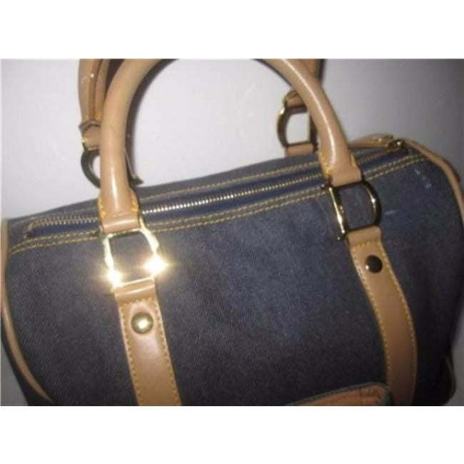 Dior Vintage Blue Denim And Camel Leather Canvas Satchel