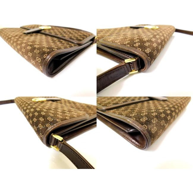 Gucci Clutch Micro Guccissima Print Suedeleather Two Way Style Clutchshoulder Brown Suede Shoulder B