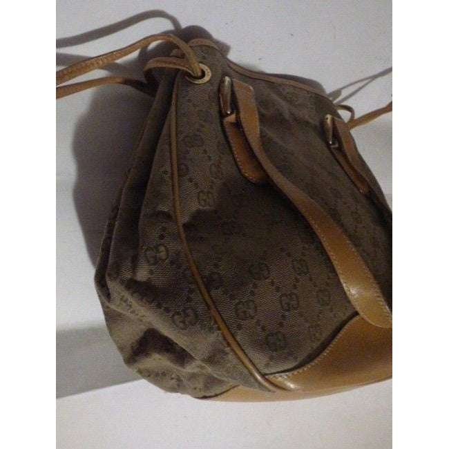 Gucci Vintage Shades Of Brown Canvas And Leather Satchel