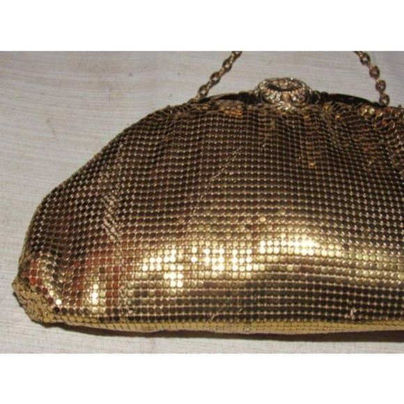 Whiting And Davis Vintage Mirrored Gold Chain Maille Mesh Designer Purse