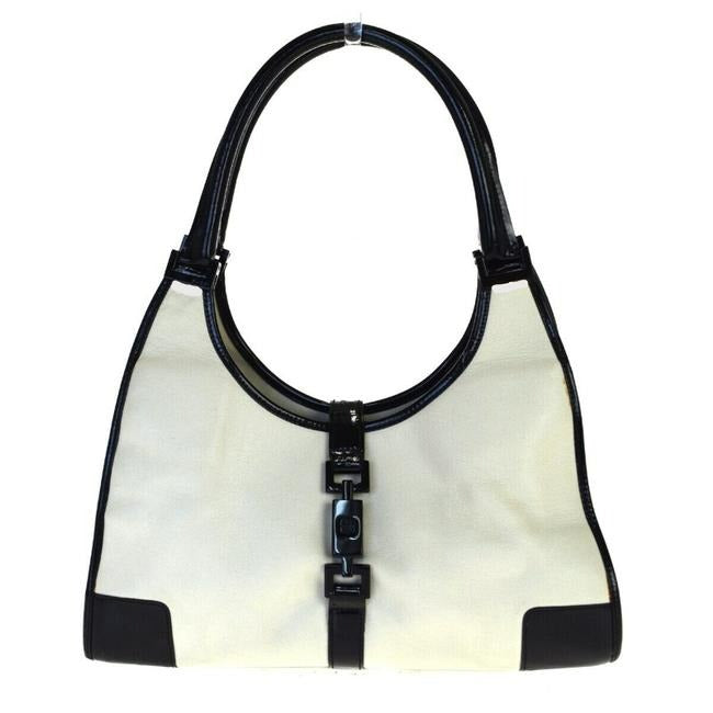 Gucci Shoulder Bag Bardot Jackie Handle White Black Leather Satchel