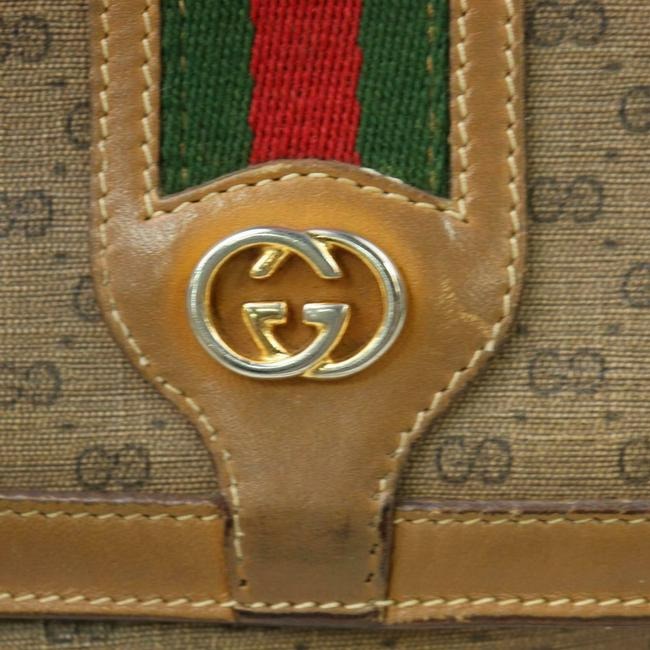 ON SALE! Gucci Sherry Line Micro Guccissima Cross Body Camel Brown Red Green Stripe Leather