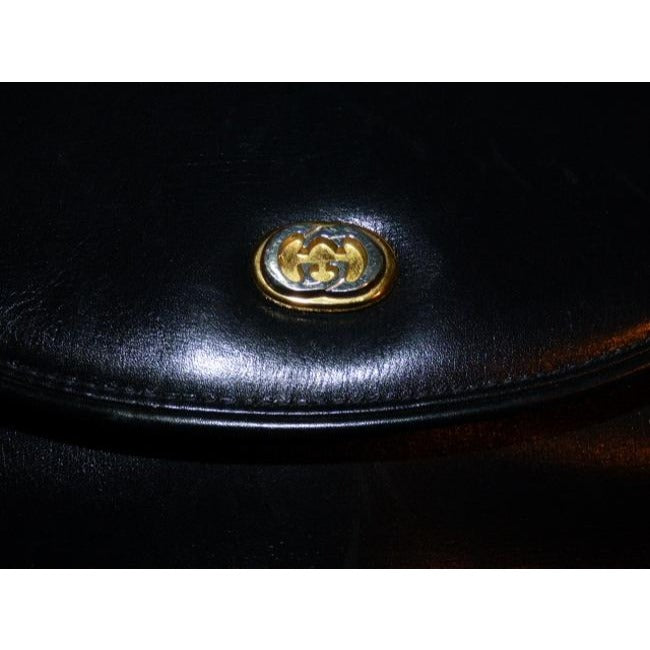 Gucci Top Handle Kelly Style Midnight Blue Black Leather Shoulder Bag