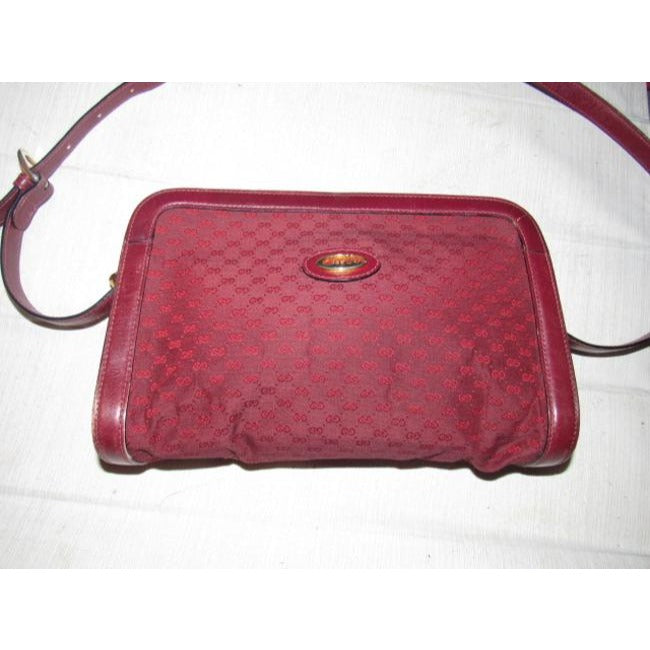 Gucci Vintage Pursesdesigner Purses Burgundy Small G Logo Canvas And Leather Leathercanvas Shoulder