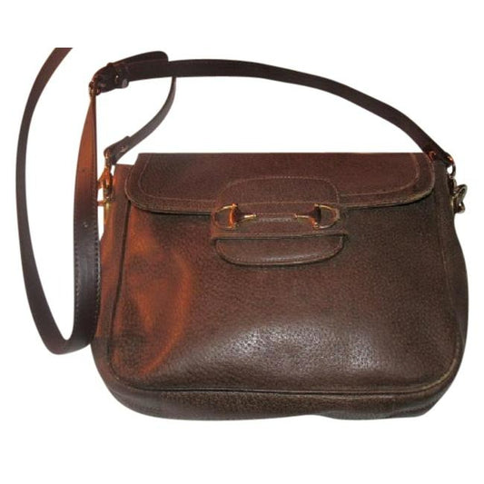 Gucci Horsebit W Envelope Top Clasp Brown Leather Shoulder Bag