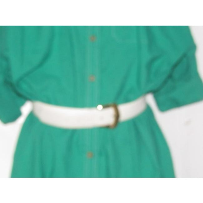 Oscar De La Renta Green With White Contrast Stitching Vintage Mid Length Dress