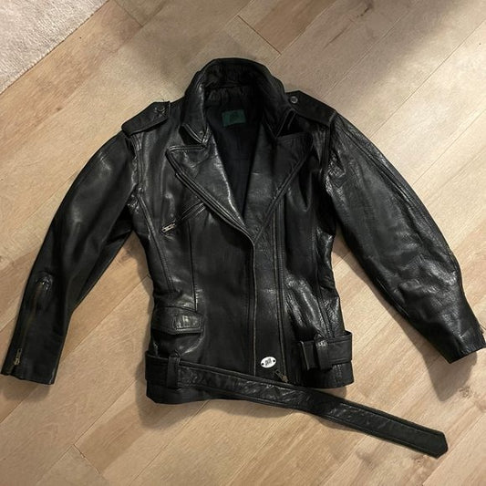 Vintage 1990's, Black Leather Jean Paul Gaultier structured jacket from Paris!