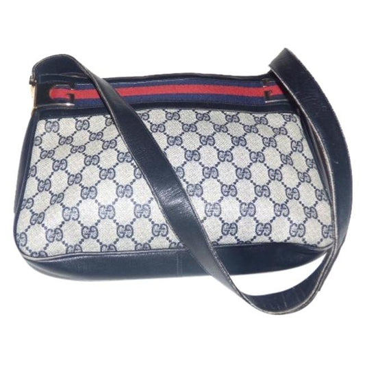 Gucci Vintage Pursesdesigner Purses Shades Of Blue With Large G Logo Coated Canvas And Leather Shoul