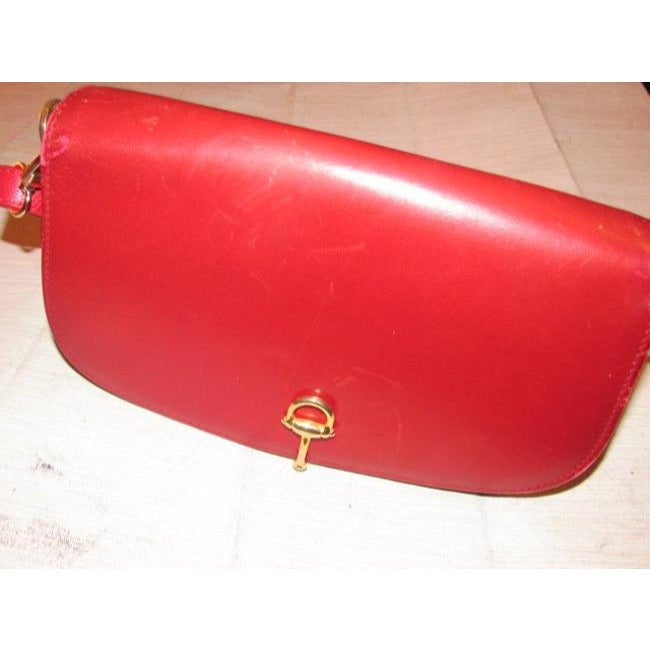 Gucci Vintage Red Leather Shoulder Bag