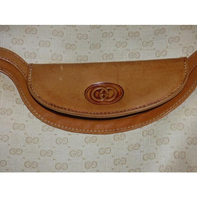 Gucci Vintage Camel Small G Logo Print On Ivory Camel Leather