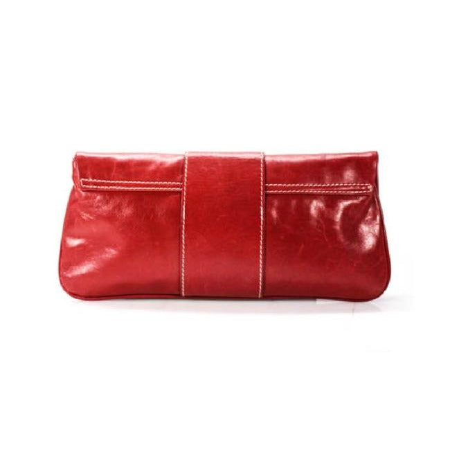 Ted Baker Pursesdesigner Purses True Red Leather With Large Chrome Buckle Clutch