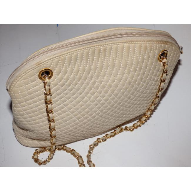 Bally Vintage Pursesdesigner Purses Champagne Quilted Suede And Leather Shoulder Bag