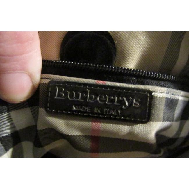 Burberry Shoulder Suedeleather Black W Nova Check Lining Quilted Suedeleather Hobo Bag