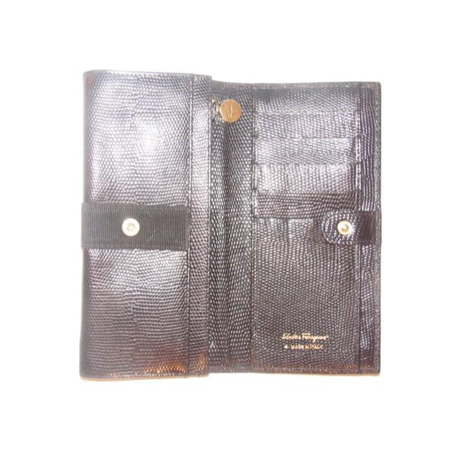 Salvatore Ferragamo Navy Blue Textured Leather Vintage Vara Bi Fold Wallet