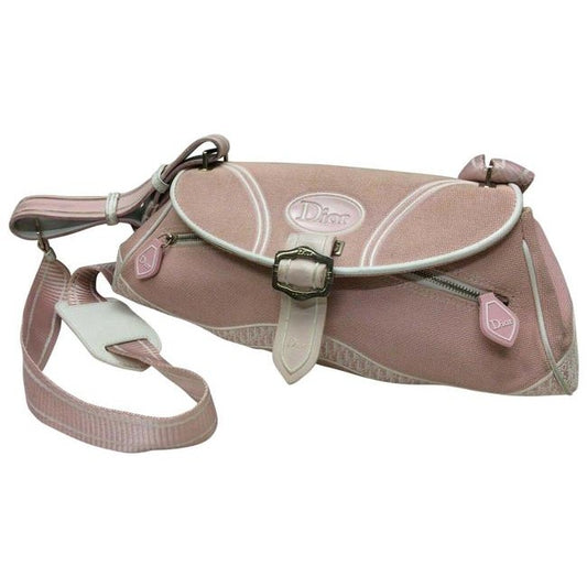 Dior Cross Body Or Shoulder Style Pink And Pink And White Trotter Logo Print Canvas And Pink And Whi