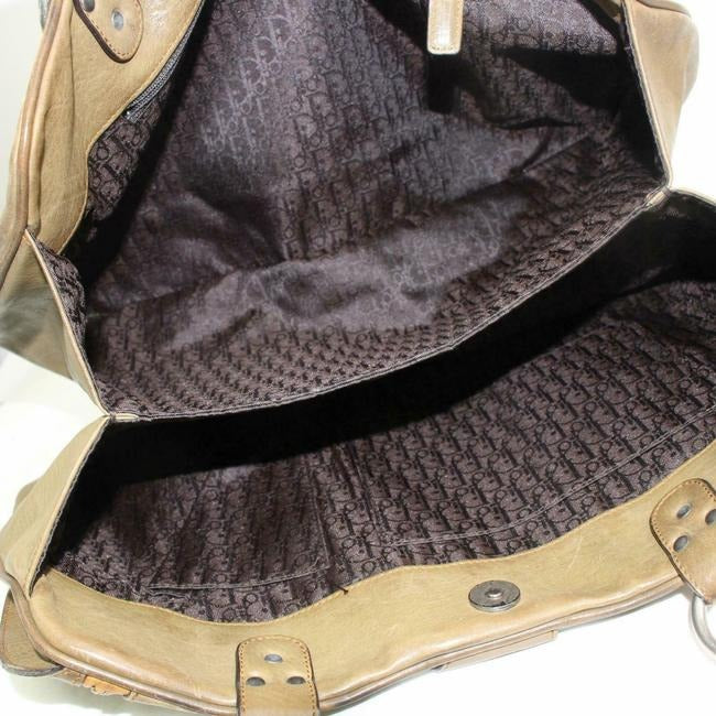 Amazing Dior Vintage, 'Gaucho' Satchel in Olive Leather with Copper Trim and Silver Hardware