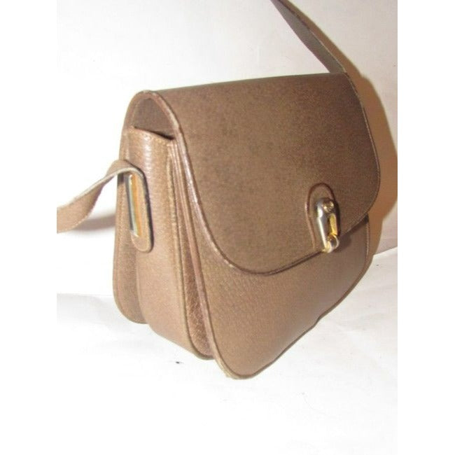 Gucci Vintage Brown Leather With Black Flecks Shoulder Bag