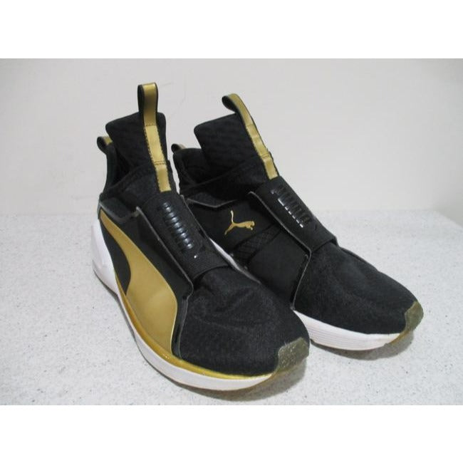 Puma Black And Gold Edgy White Signature Logo Sneakers Size Eu