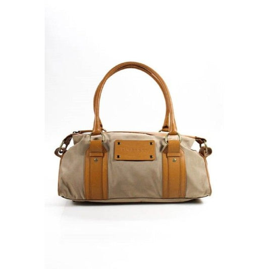 Burberry Pursesdesigner Purses Camel Leathernova Check Plaid Fabric Leathernova Satchel