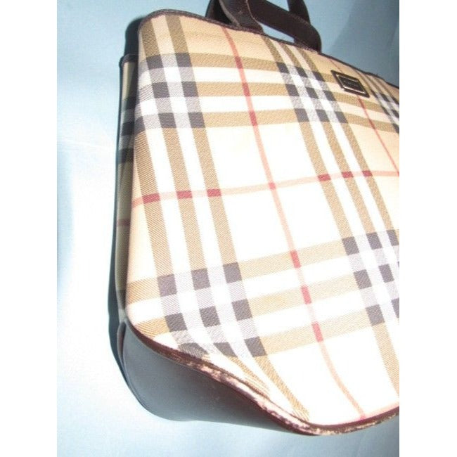 Burberry Nova Check Plaid Canvas & Leather Satchel