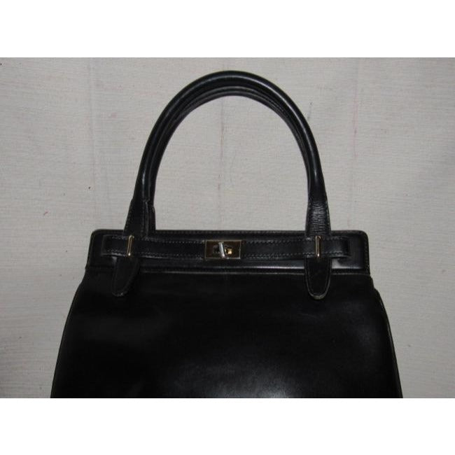 Gucci Padlock Top Handle Bag W Hinged Topcompartments Black Leather Satchel