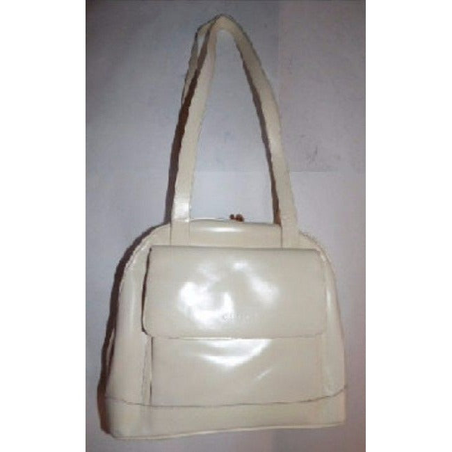 Gucci Vintage Ivory Patent Leather Satchel