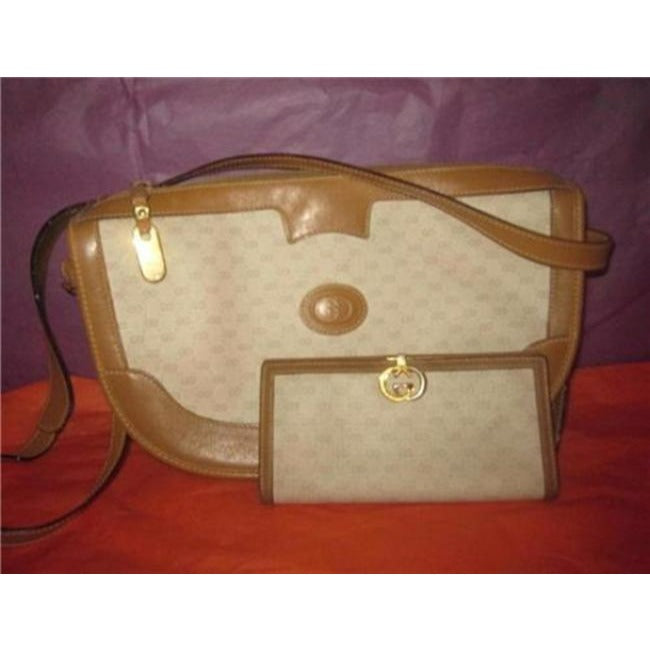 Gucci Camel on Ivory Micro G Print Half Moon Shape Purse