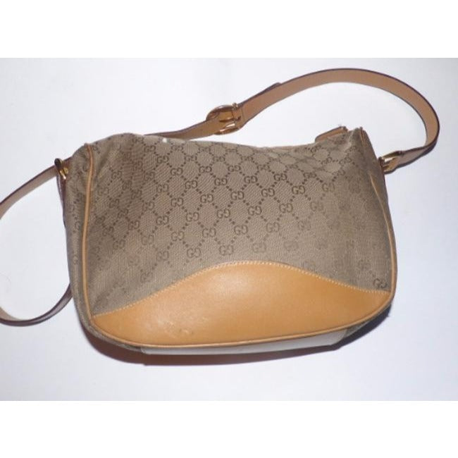 Gucci Vintage Shades Of Brown Leather Canvas Cross Body Bag