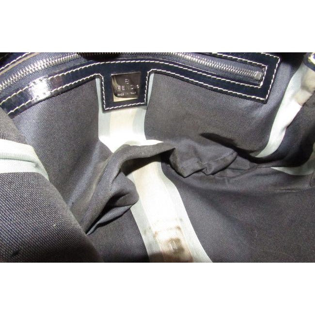 Fendi Limited Edition Baguette Shoulder Heavy Dark Rinse Denim Fabric And Leather Hobo Bag